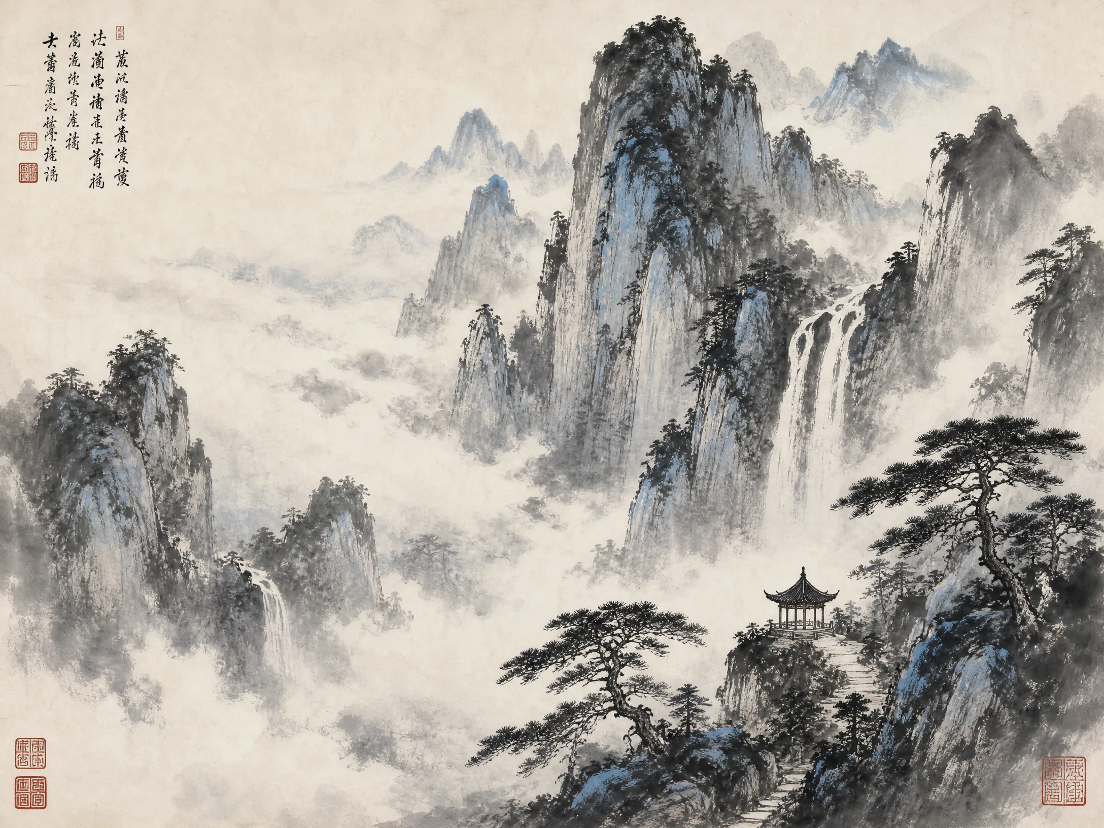 每日大赛山水画金奖作品《云壑松风图》高清大图